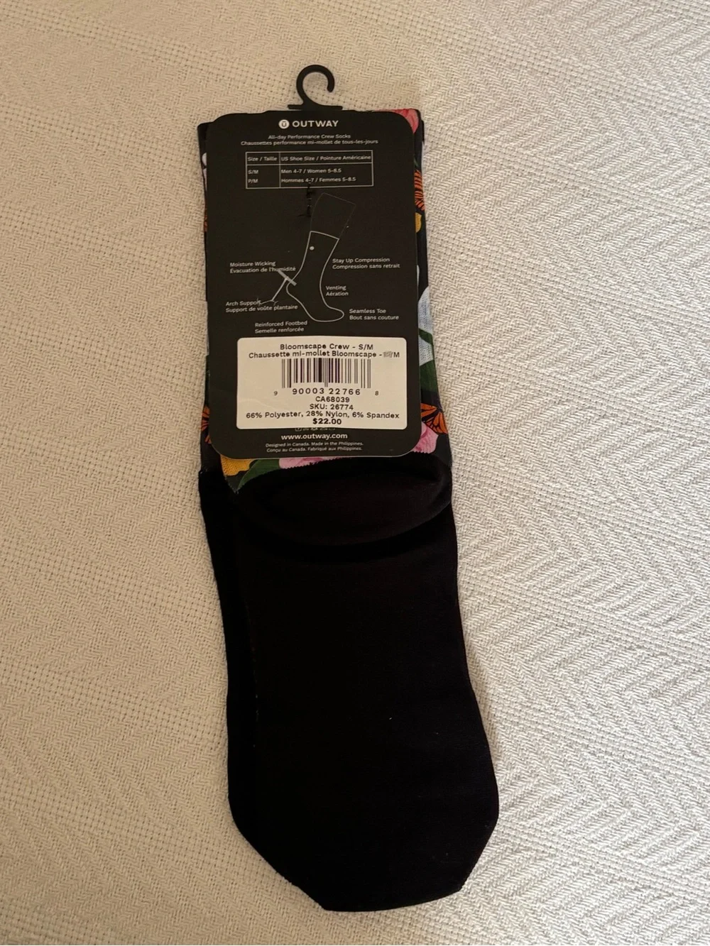 🟣Floral Knee-High Socks in Black with Multicolor Blooms